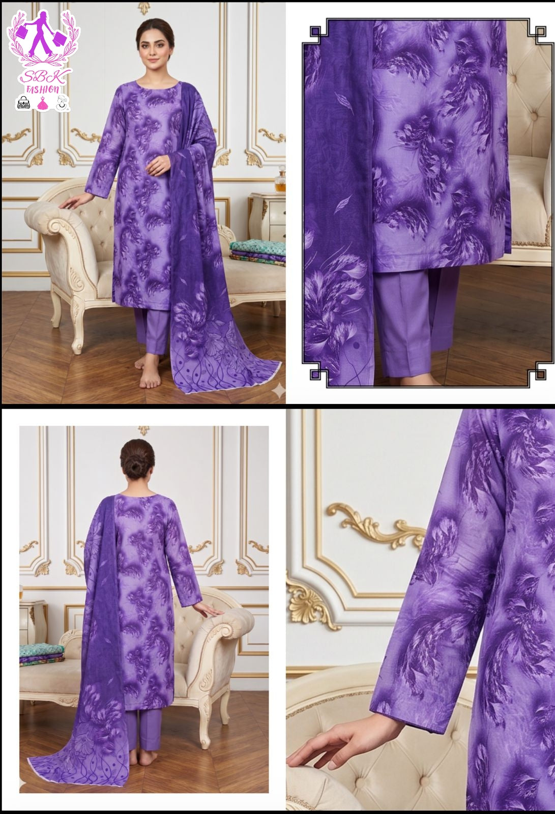 Three Piece Chamki Lawn suits