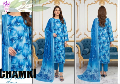 Three Piece Chamki Lawn suits